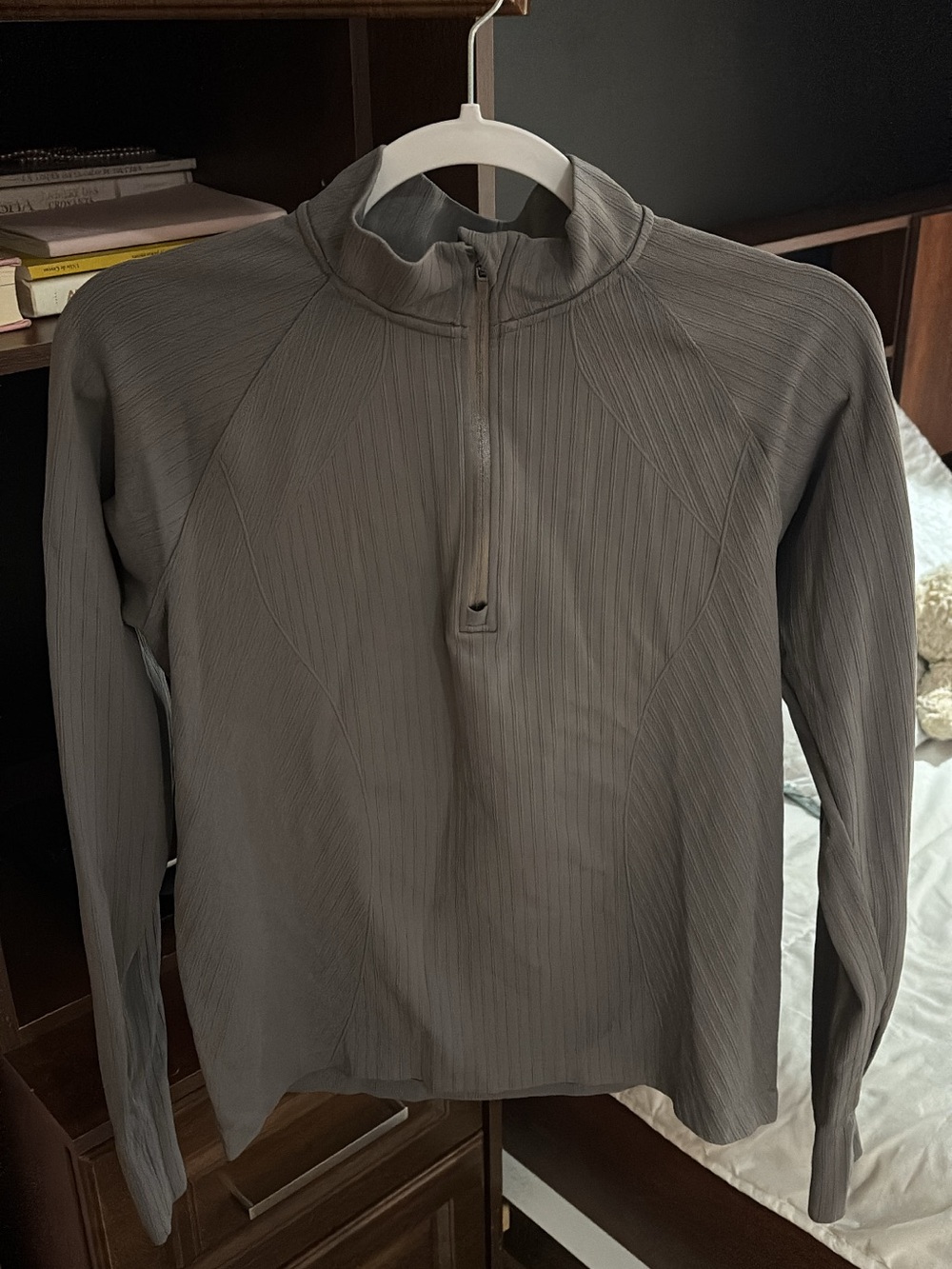 H&M Gray Long Sleeve Quarter-Zip Mock Neck Top